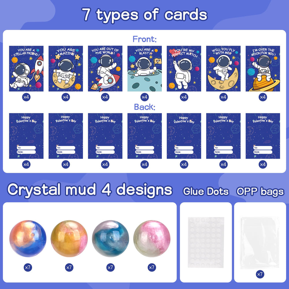 Budbof Valentine cards with space designs for easy gifting in class