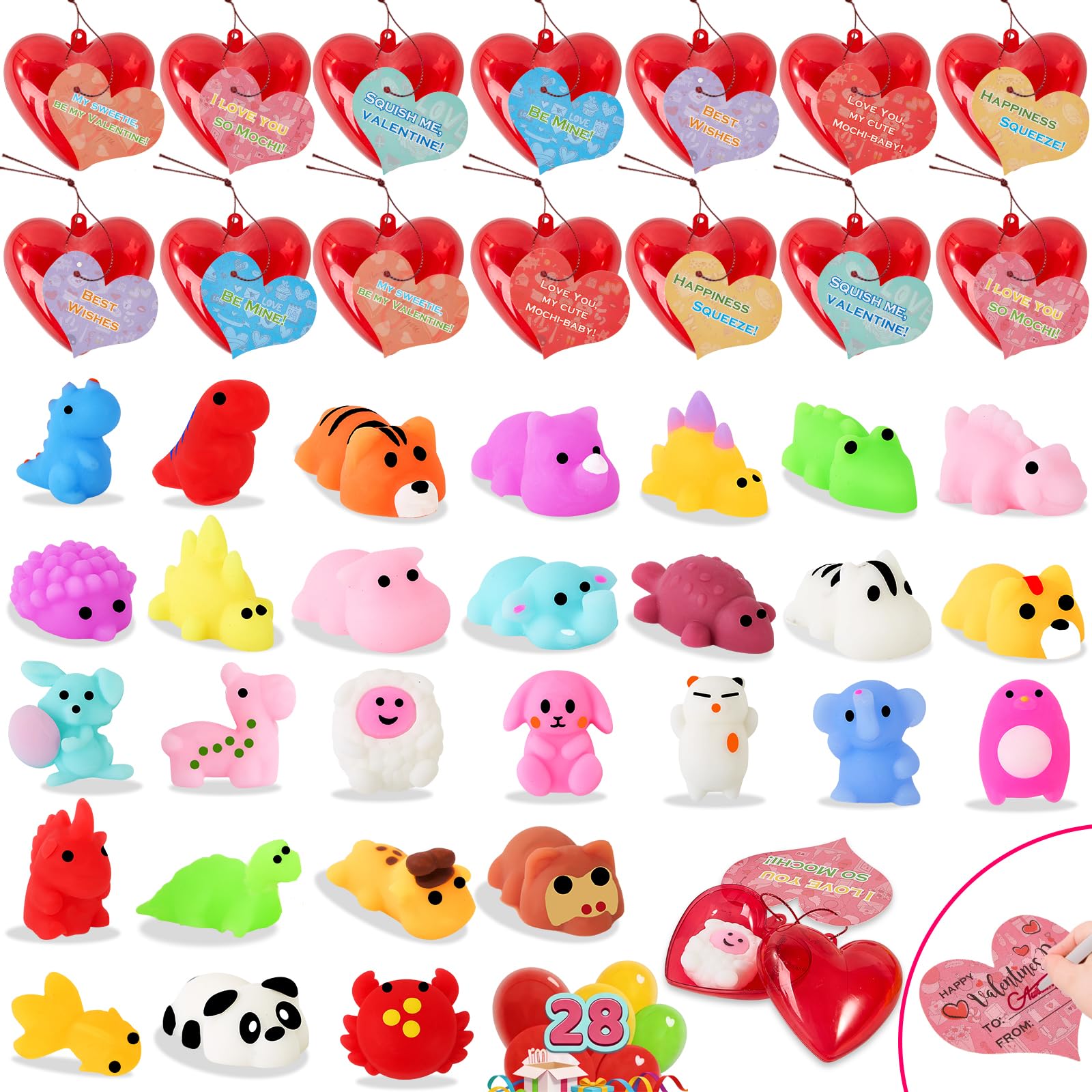 Budbof valentines mochi squishies with animal designs for tactile play and gifting.