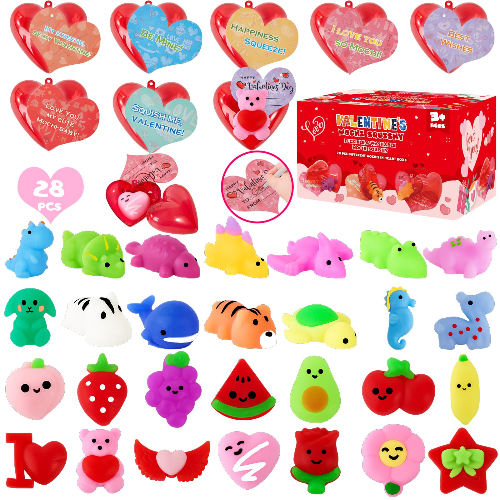Budbof Valentines mochi toy collection with colorful squishies for classroom gifting