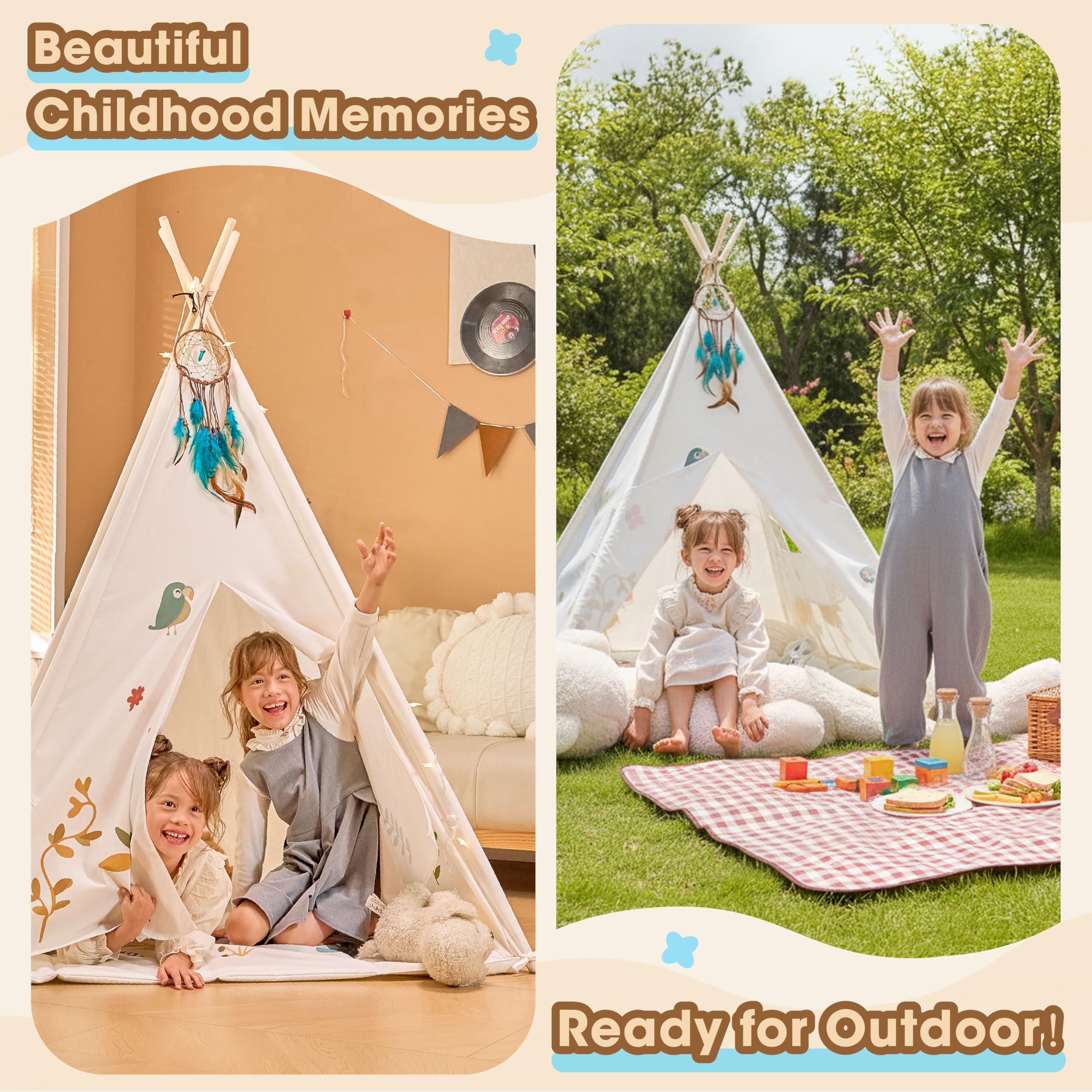 BUDDGO teepee tent folds flat for easy storage after play.