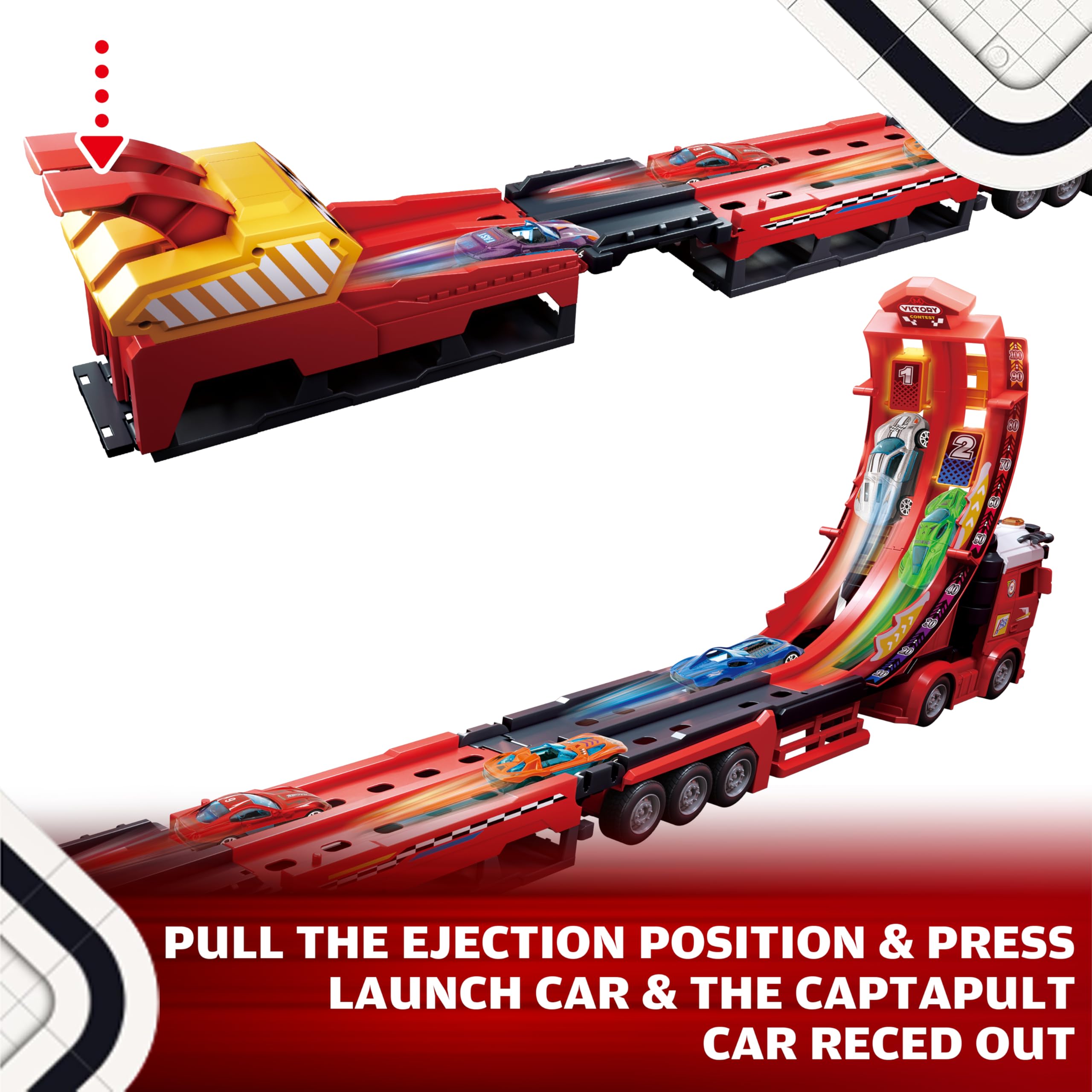 BuddyBight detachable cargo trailer stores all 12 cars for easy cleanup.
