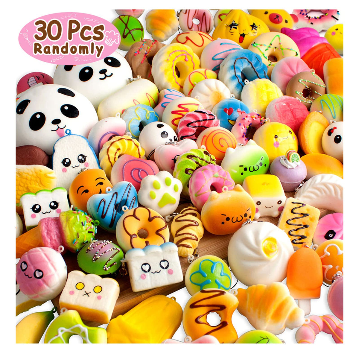 BUDI party favors squishies with desserts and straps for playful stocking stuffers.