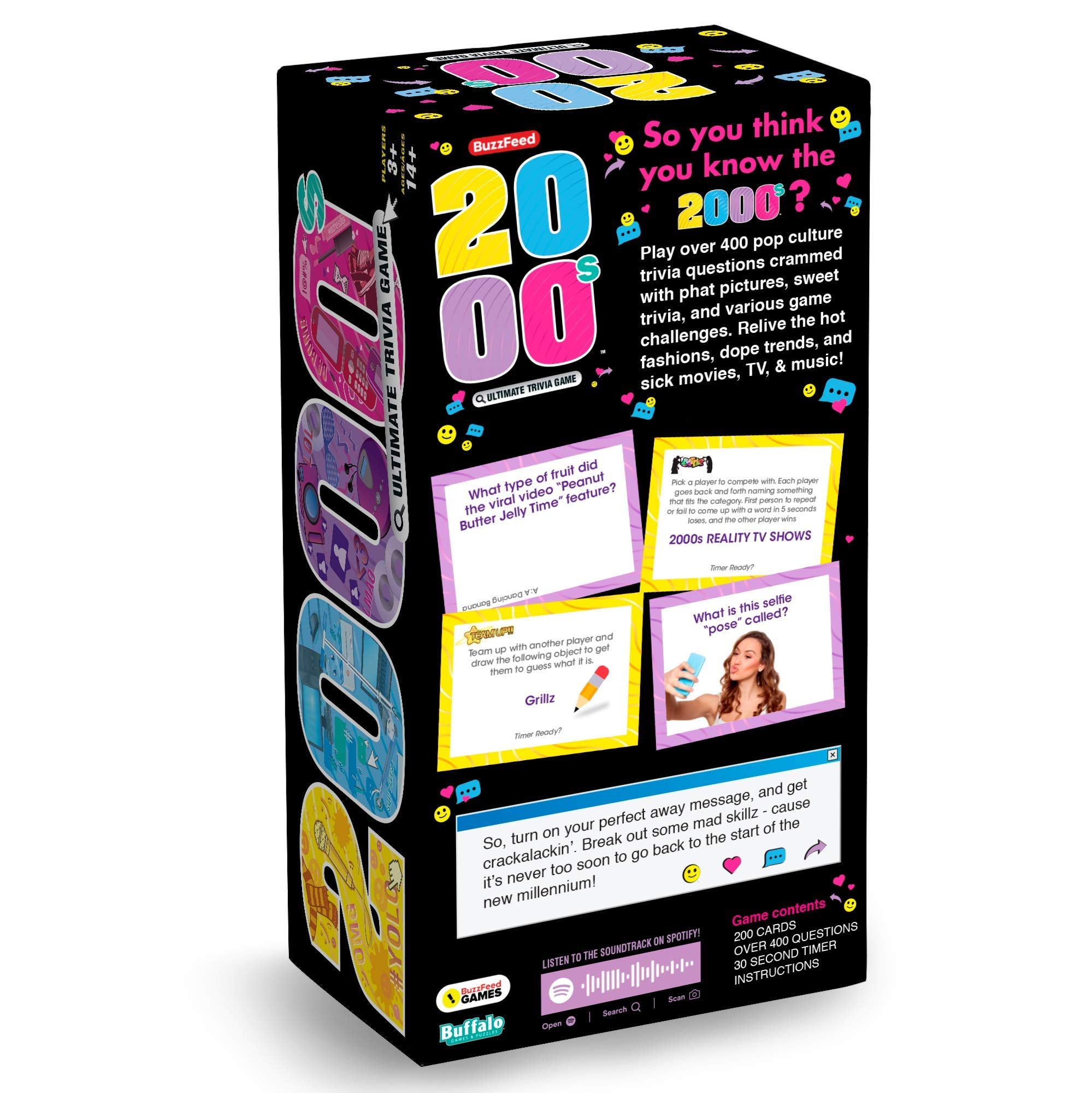 Buffalo Games 2000s Ultimate Trivia cards with 400+ questions for party play