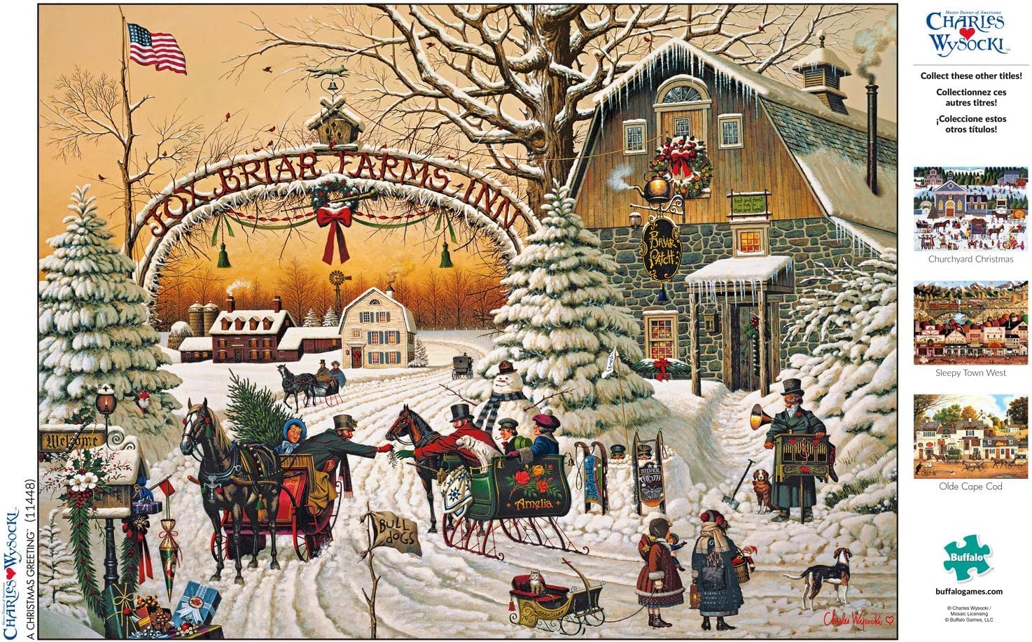 Buffalo Games A Christmas Greeting includes a full poster reference to help assembly.
