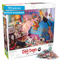 Buffalo Games A Roomful of Naughty Puppies bedroom scene puzzle chaos for relaxing evenings.