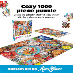 Buffalo Games Aimee Stewart Cookies and Cocoa puzzle assembly detailed imagery for focused nights