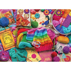 Buffalo Games Aimee Stewart Vintage Knitting puzzle enhances game nights with rich artwork.