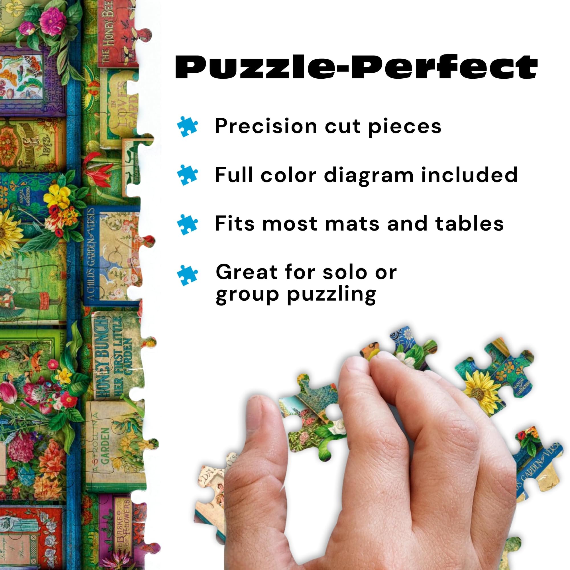 Close-up florals on Aimee Stewart puzzle highlighting vibrant petals for mindful puzzling