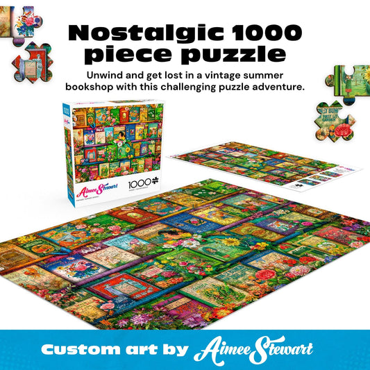 Aimee Stewart floral detail on Vintage Summer Books puzzle to spark creativity while puzzling