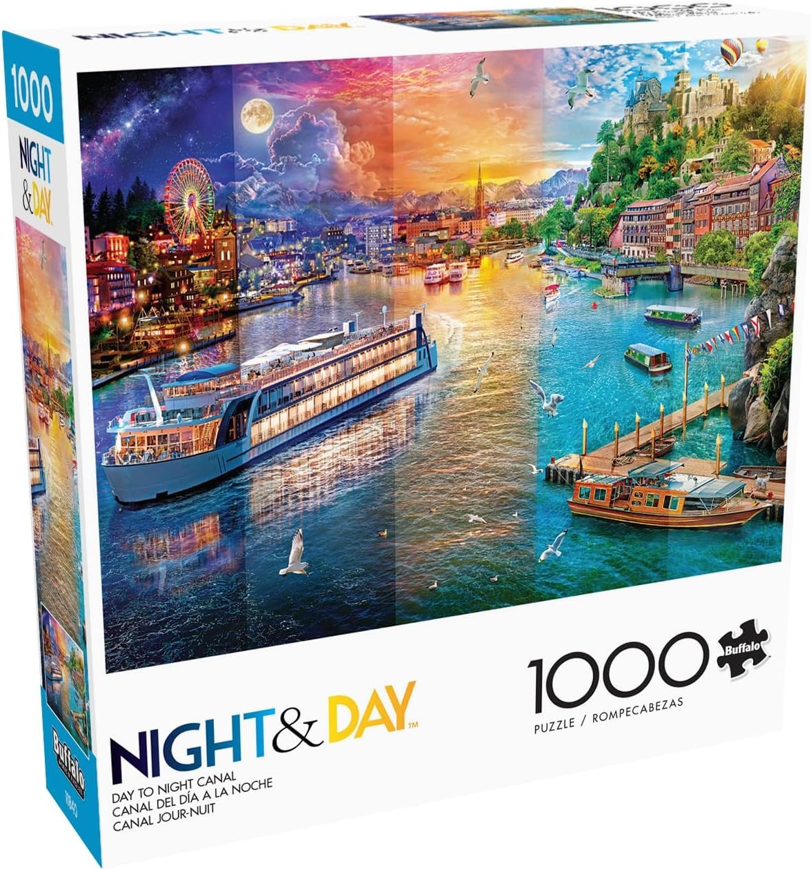 Buffalo Games Day to Night Canal panorama for focused puzzle sessions