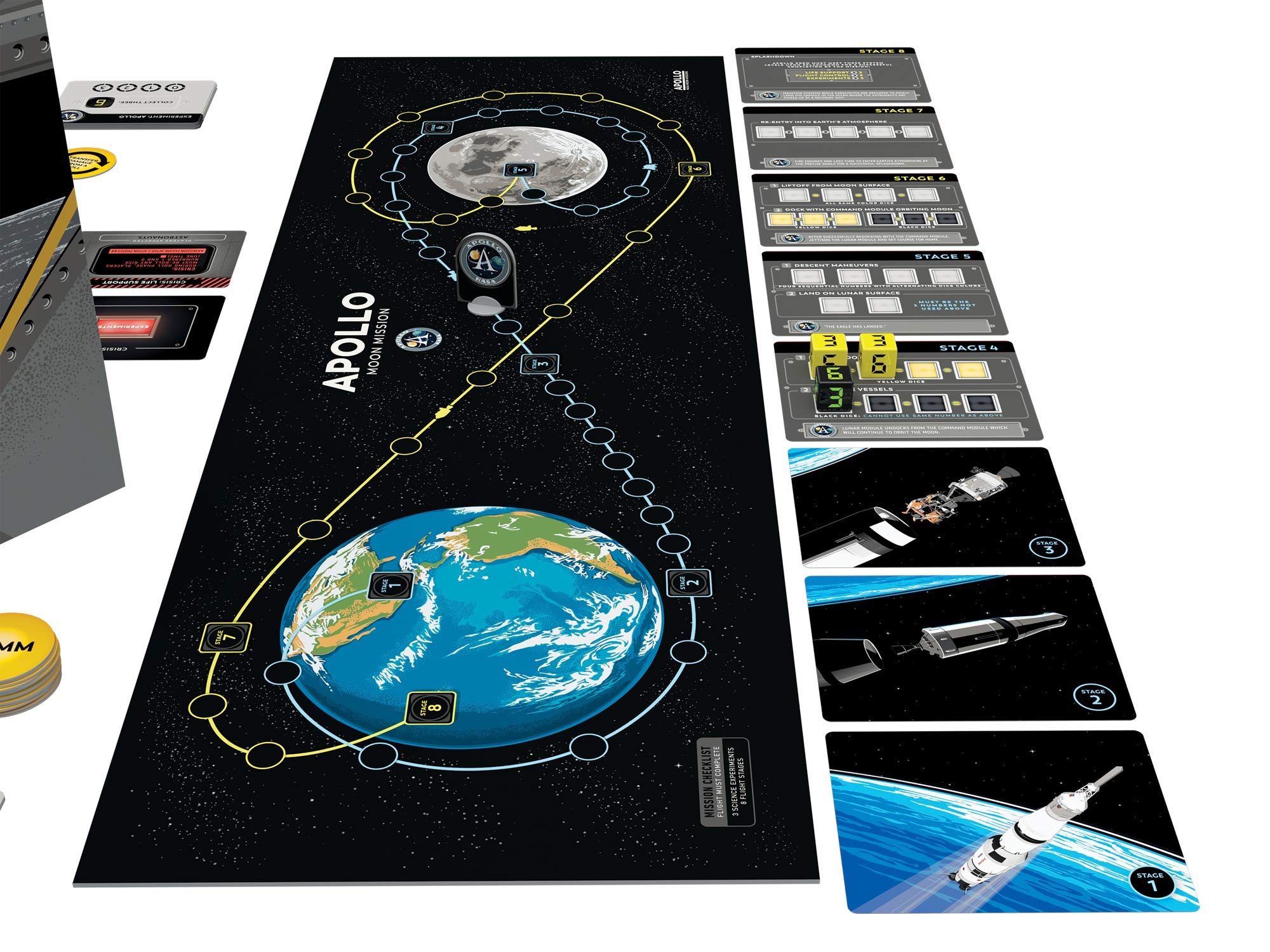 Buffalo Games Apollo Games mission control board centralizes coordination for challenges.