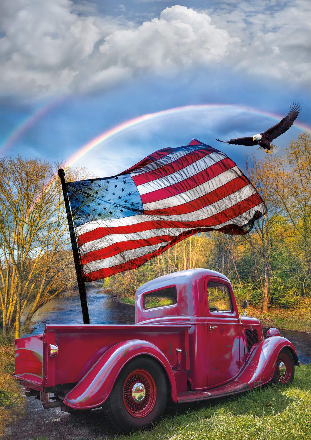 Buffalo Games Celebrate Life Gallery Old Glory box front, ideal for family puzzle nights.