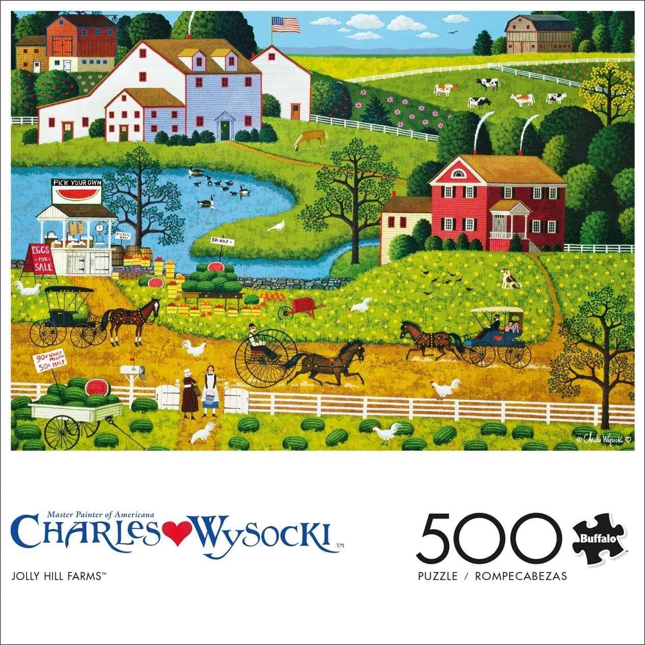 Buffalo Games Charles Wysocki Jolly Hill Farms interlocking pieces ensure a precise fit