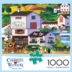 Buffalo Games Virginia's Nest finished puzzle laid out for display and completion