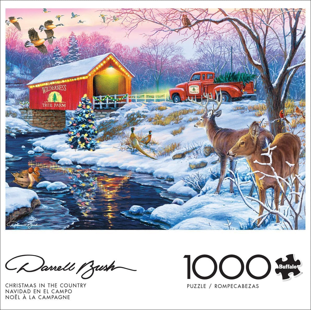 Buffalo Games Darrell Bush deer watching the truck scene invites mindful puzzling