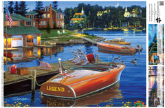 Buffalo Games Legend of the Lake: dog on the dock, cozy family activity