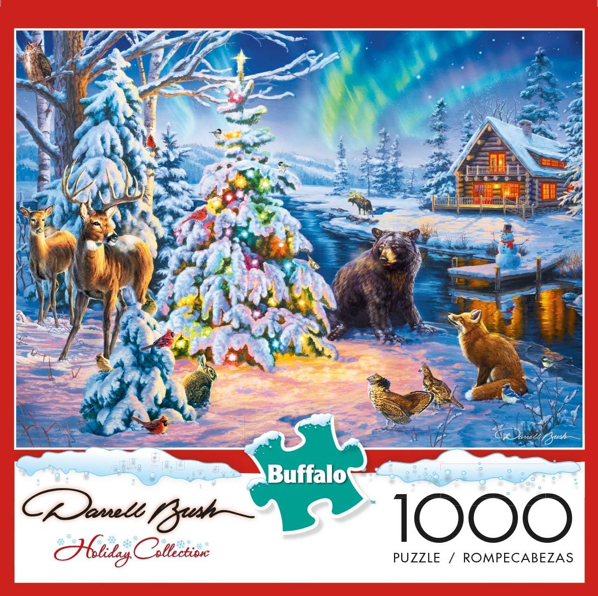 Buffalo Games Darrell Bush Woodland Christmas poster reference to guide assembly