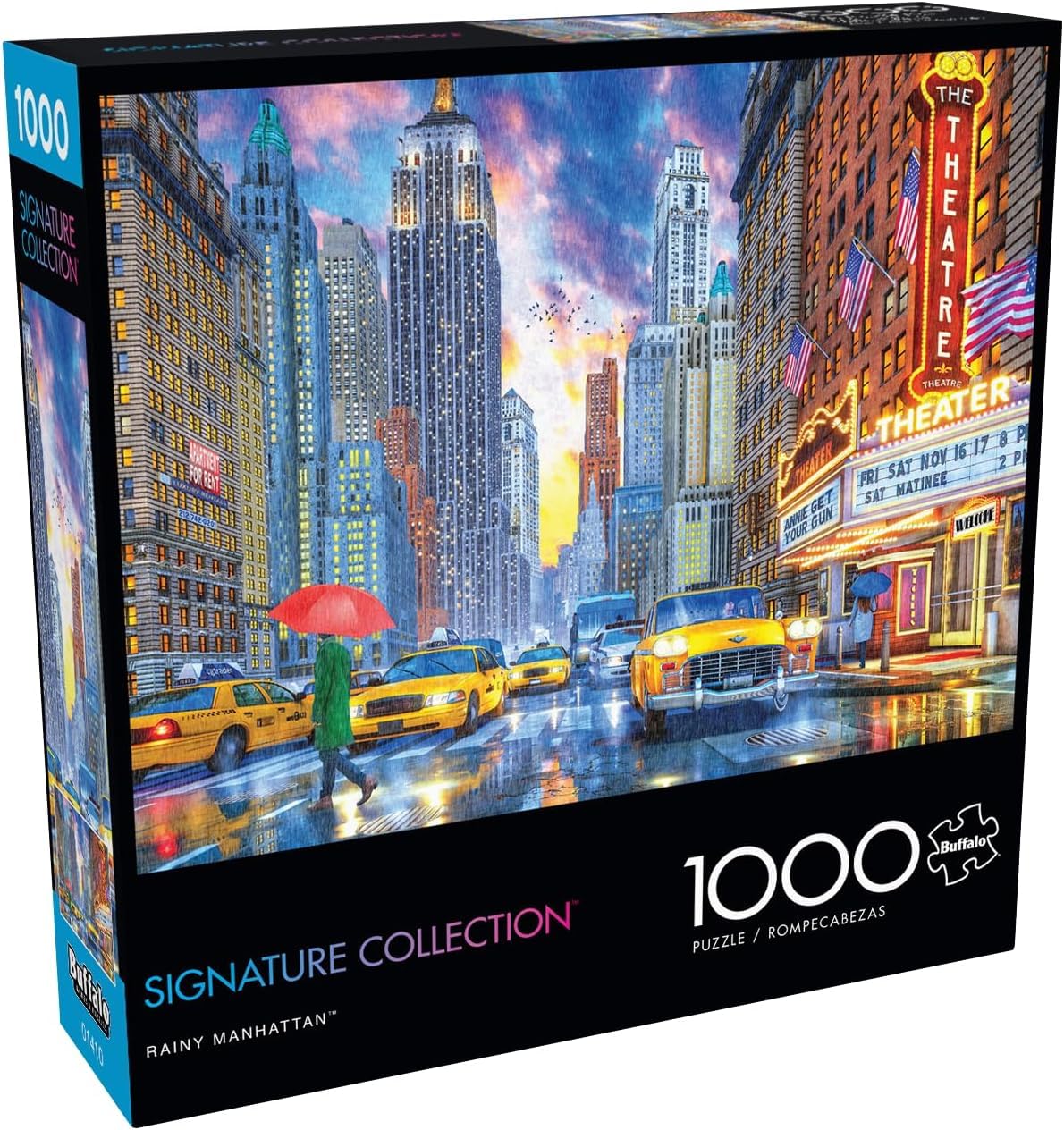 Buffalo Games Rainy Manhattan puzzle front cover for immersive evenings