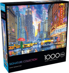 Buffalo Games Rainy Manhattan puzzle front cover for immersive evenings