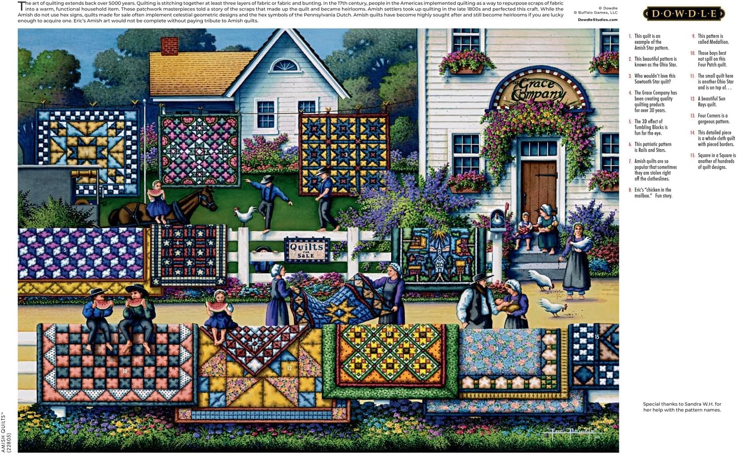 Buffalo Games Dowdle puzzle artwork with interlocking pieces for precise fitting.