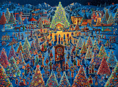 Buffalo Games Dowdle Festival of Trees puzzle cover art for a cozy family puzzle night