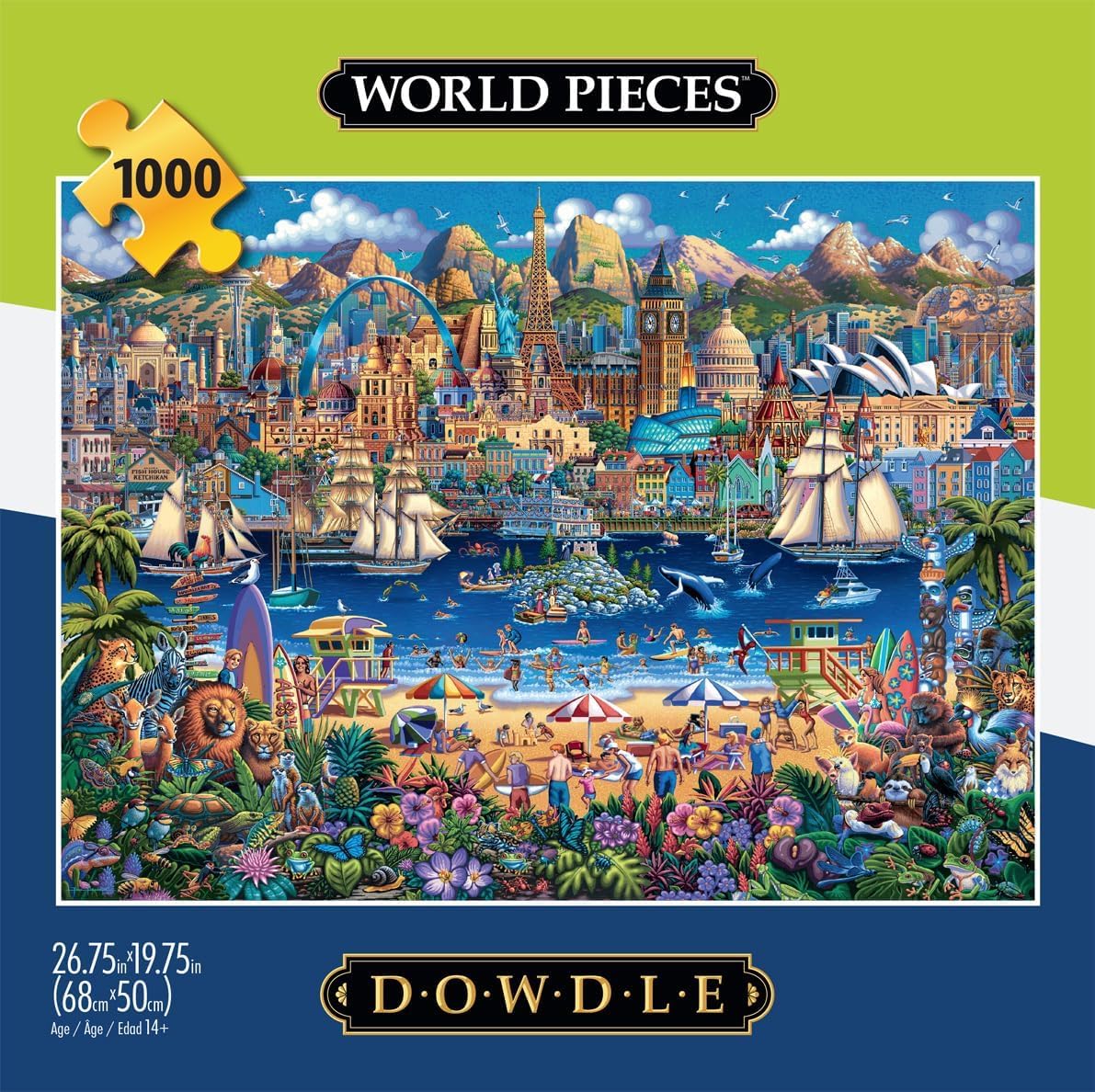 Buffalo Games Dowdle World Pieces poster reference included in the box