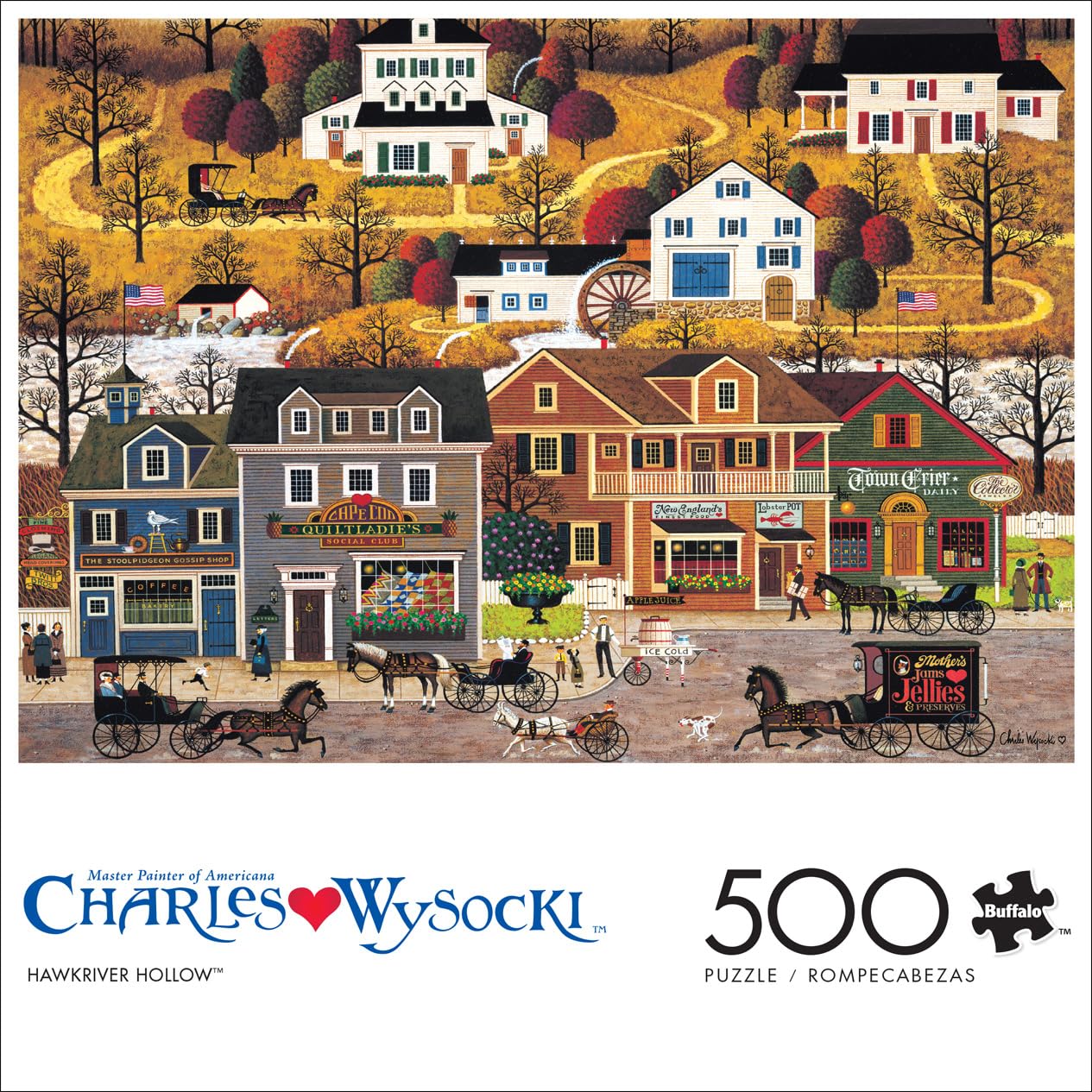 Buffalo Games Charles Wysocki Hawk River Hollow town-scene details spark nostalgia and focus.