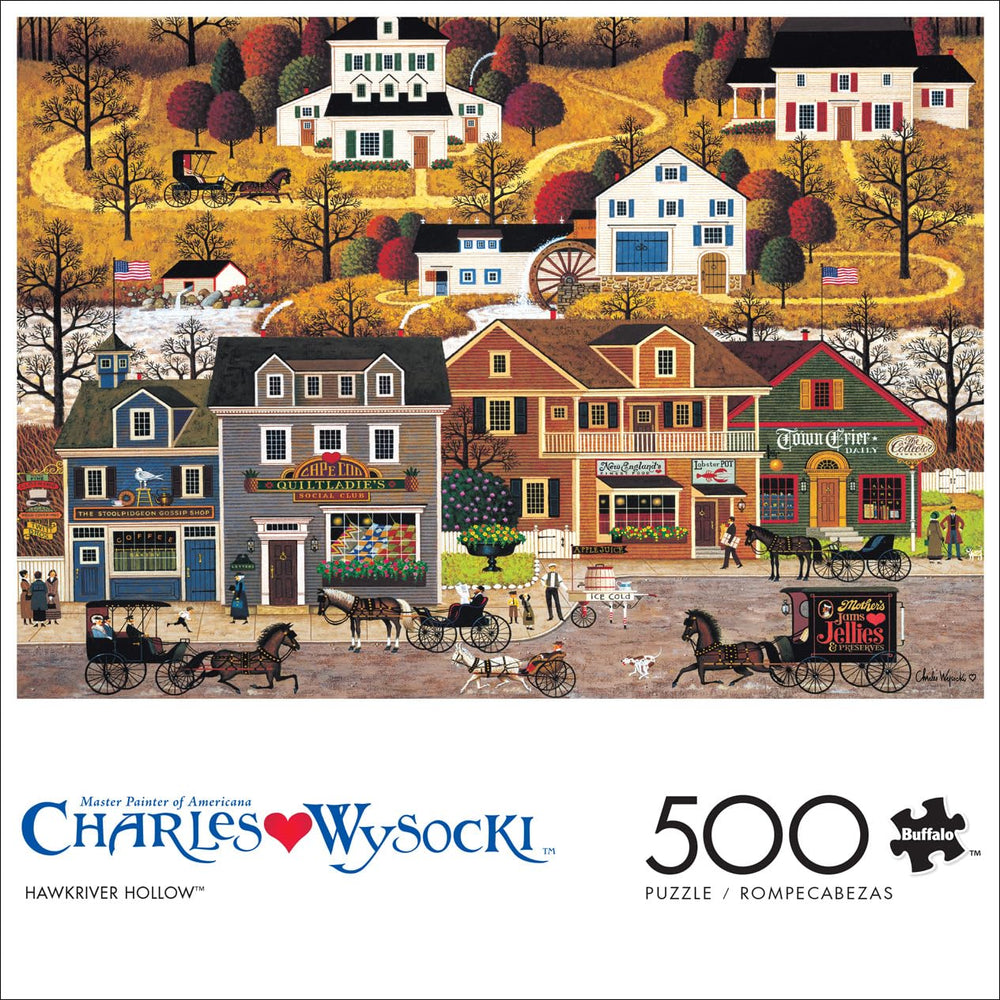Buffalo Games Charles Wysocki Hawk River Hollow town-scene details spark nostalgia and focus.
