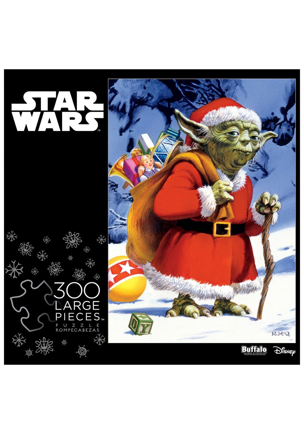 Buffalo Games Holiday Yoda puzzle box cover, ideal for family and collectors.