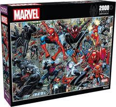 Buffalo Games Spider-Verse 2000-piece puzzle cover scene for immersive game night.