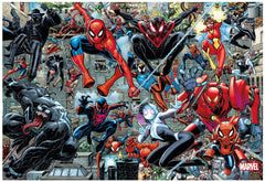 Buffalo Games Marvel Spider-Verse art showing multiple Spider-Man variants.