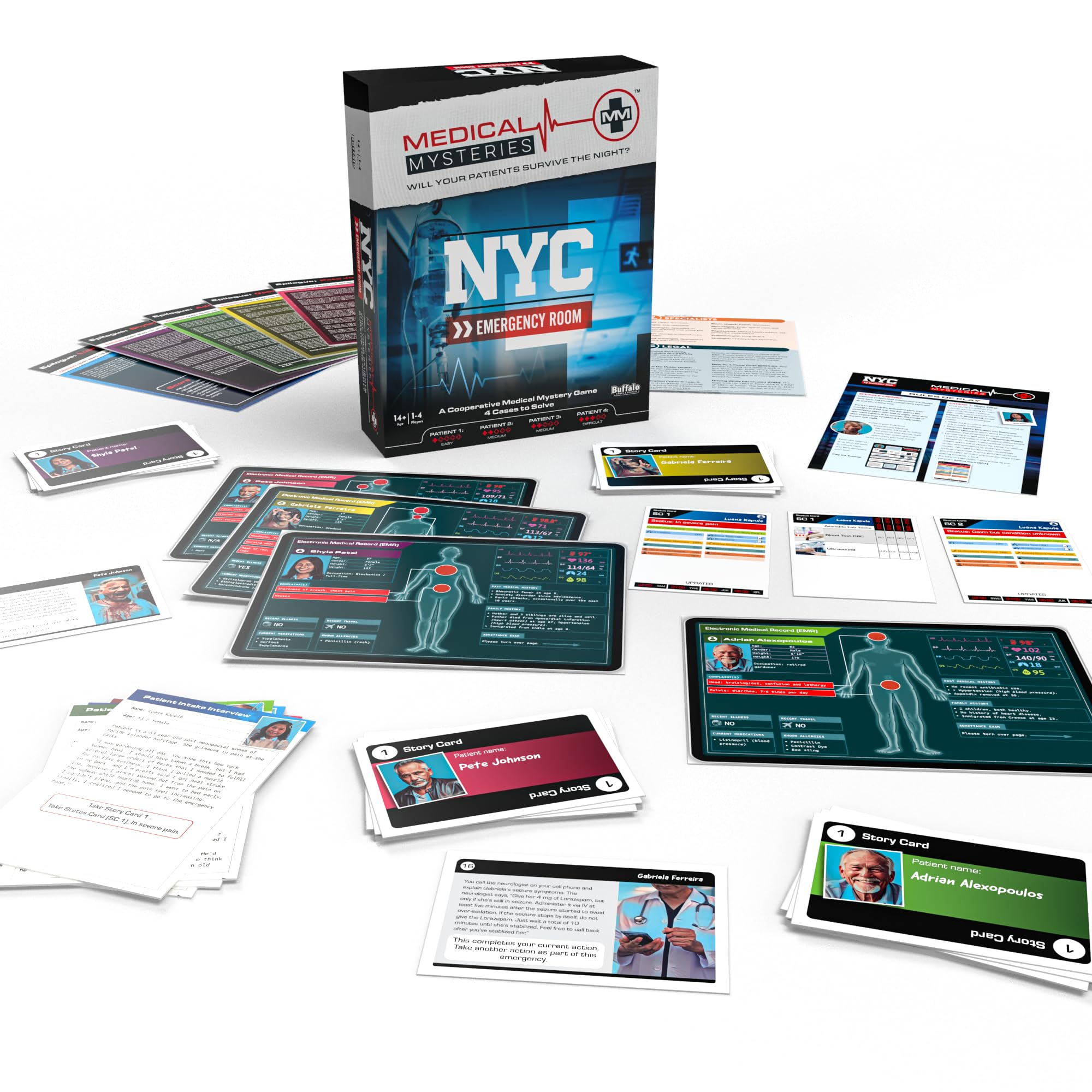 Buffalo Games Medical Mysteries clues and patient histories guide examinations.