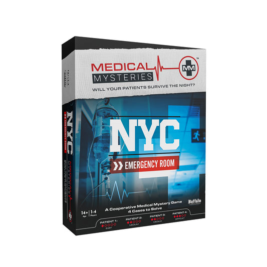 Buffalo Games Medical Mysteries NYC Emergency Room setup for cooperative play.