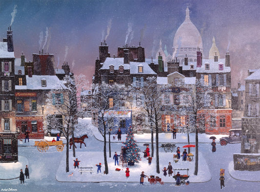 Buffalo Games Michel Delacroix Christmas in Montmartre glittering pieces for a visually striking puzzle.