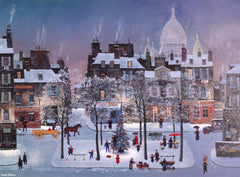 Buffalo Games Michel Delacroix Christmas in Montmartre snowy street puzzle for cozy winter evenings.