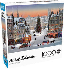 Buffalo Games Noel Is Back puzzle cover featuring Michel Delacroix art for a cozy family night