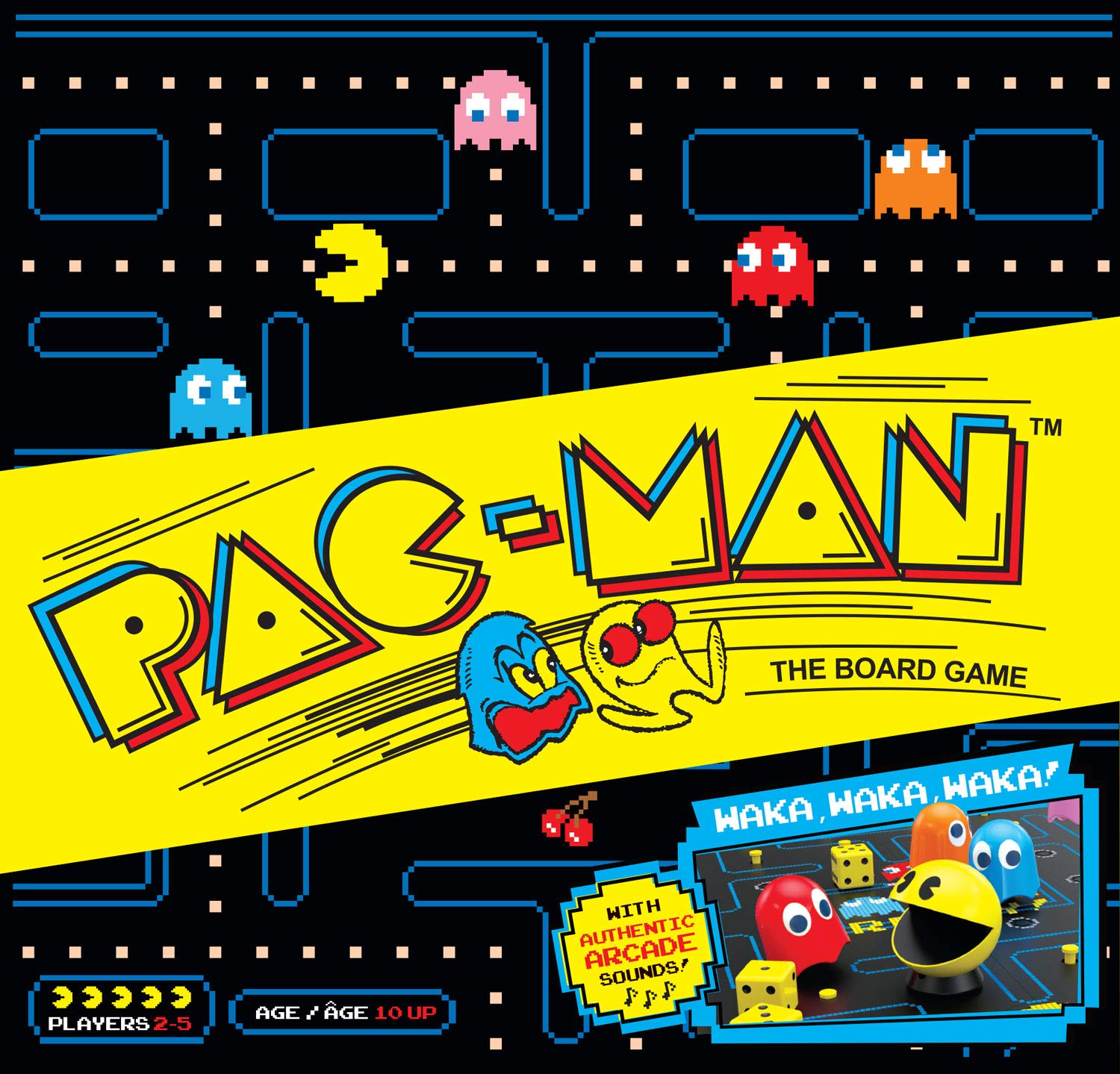 Buffalo Games Pac-Man pawns and ghosts ready for cooperative and competitive play.