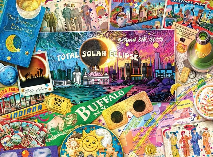 Buffalo Games Path of Totality puzzle with a vibrant eclipse scene for immersive puzzling.