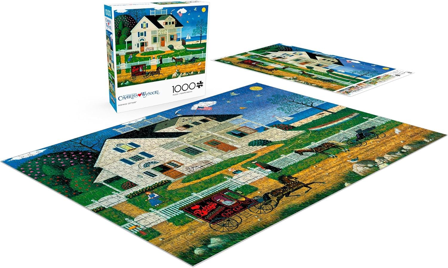 Buffalo Games Pickwick Cottage puzzle artwork showing a seaside New England cottage for relaxing evenings.