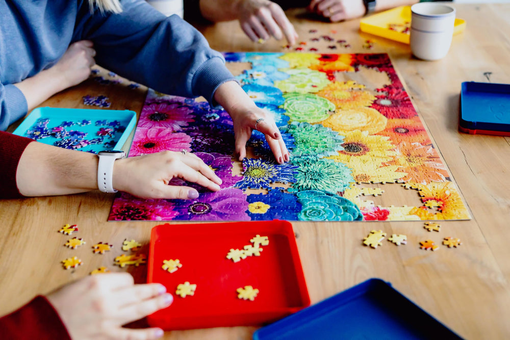 Buffalo Games sorting trays accommodate up to 1000 pieces in organized compartments.
