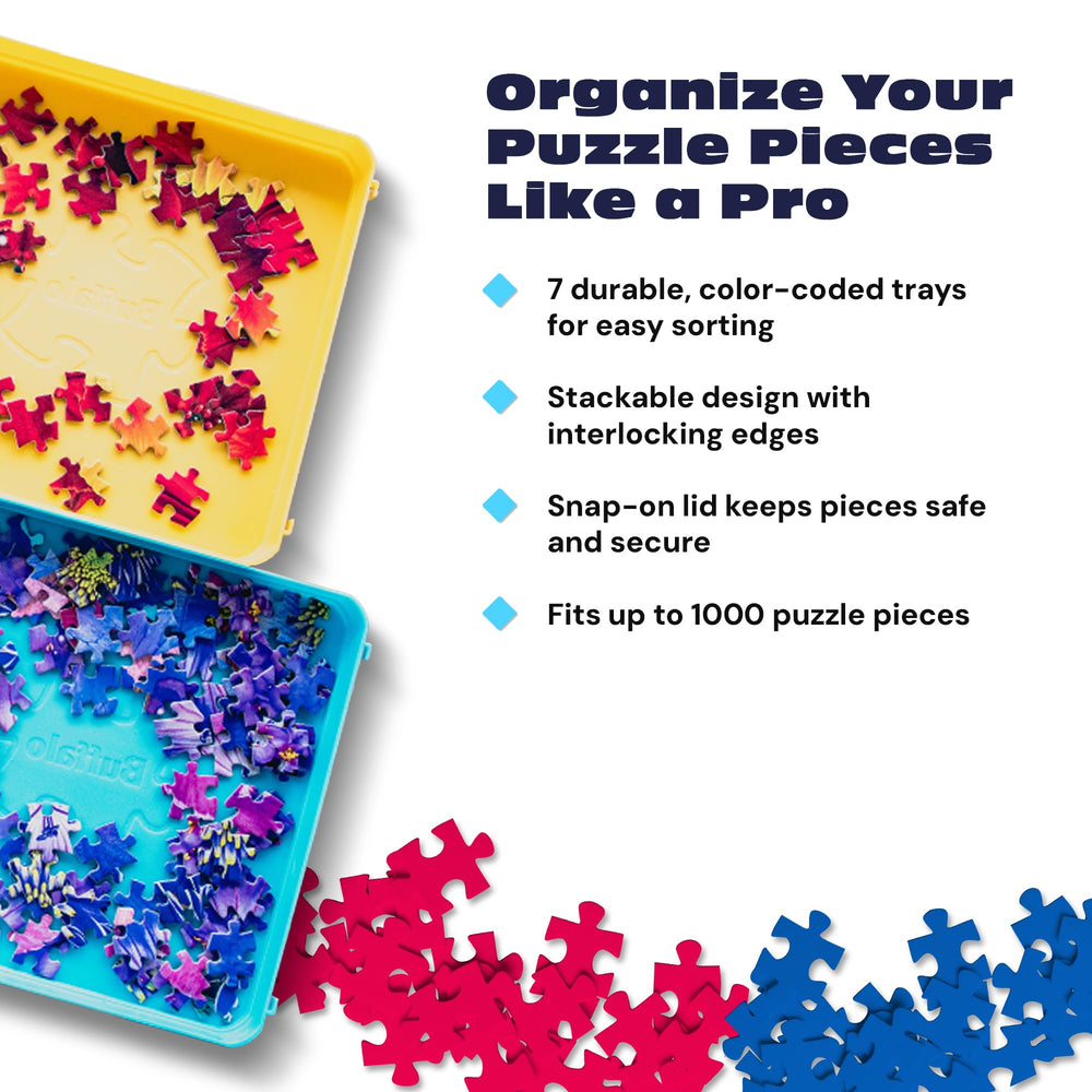 Buffalo Games trays interlocked to expand the sorting surface.