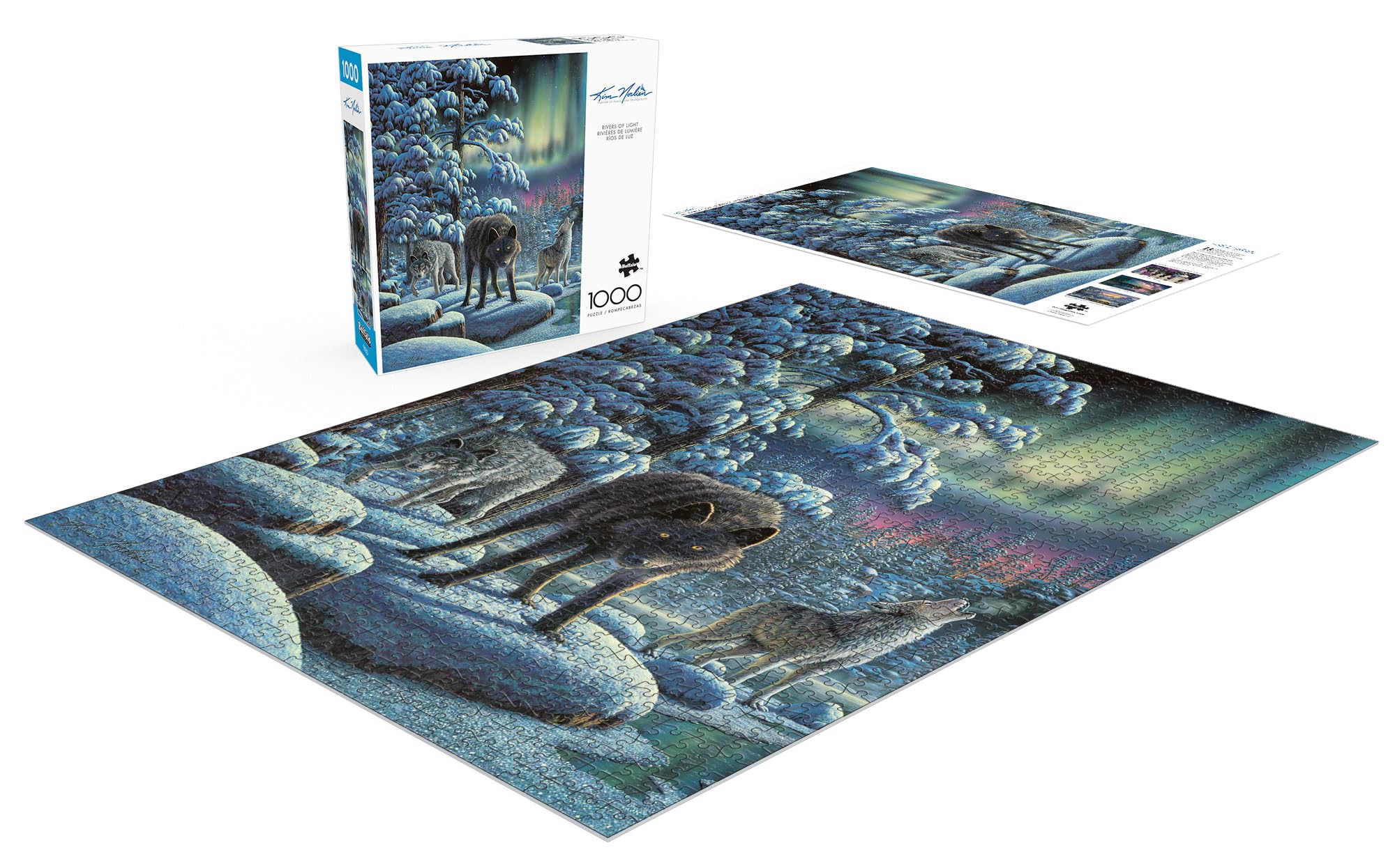 Buffalo Games Rivers of Light: northern lights panorama inspires awe and careful assembly.