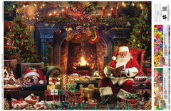 Buffalo Games Santa at Home puzzle includes a full-color reference poster.