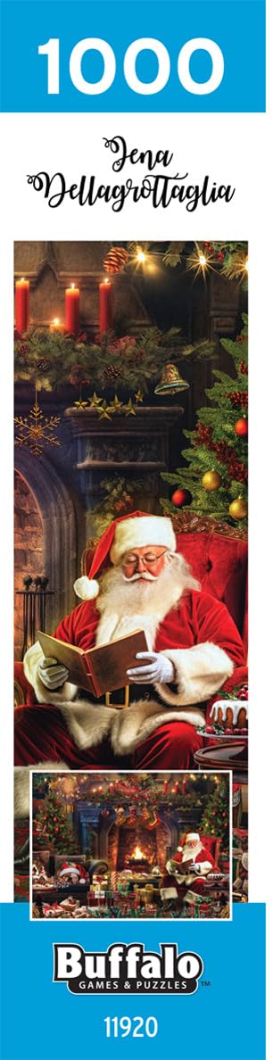 Buffalo Games Santa at Home puzzle uses 1000 sturdy interlocking pieces.