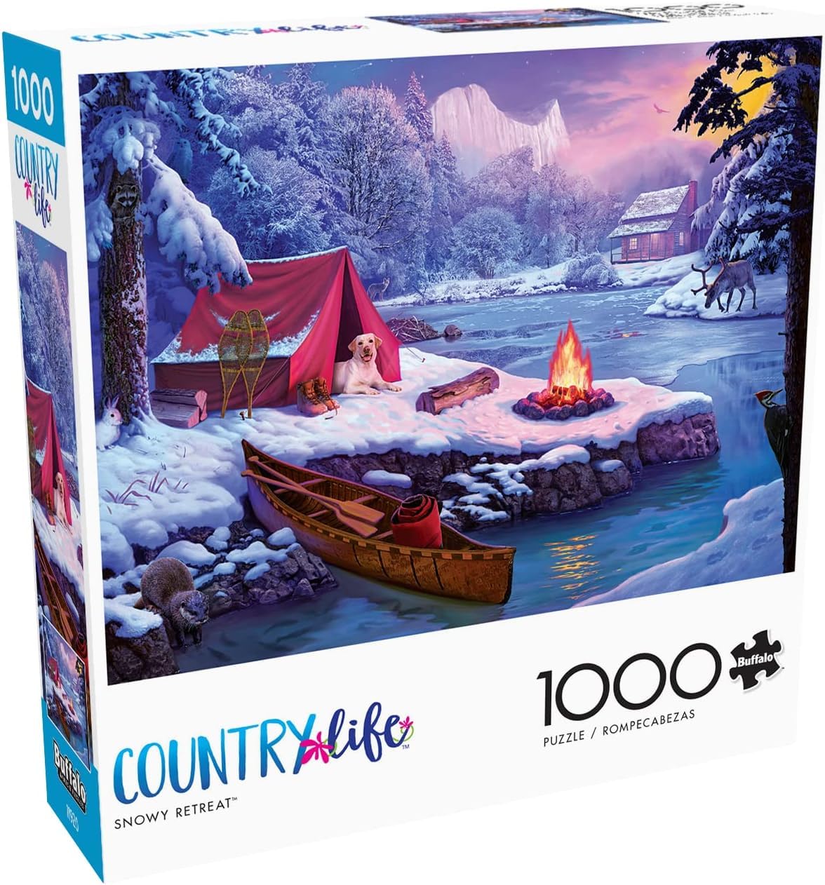 Buffalo Games Snowy Retreat box front ideal for gifts to puzzle lovers