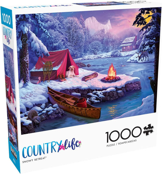 Buffalo Games Snowy Retreat box front ideal for gifts to puzzle lovers
