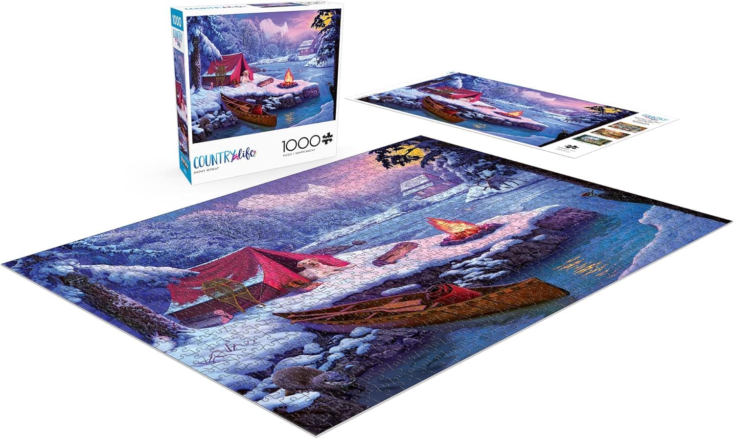 Buffalo Games Snowy Retreat poster reference for quick assembly
