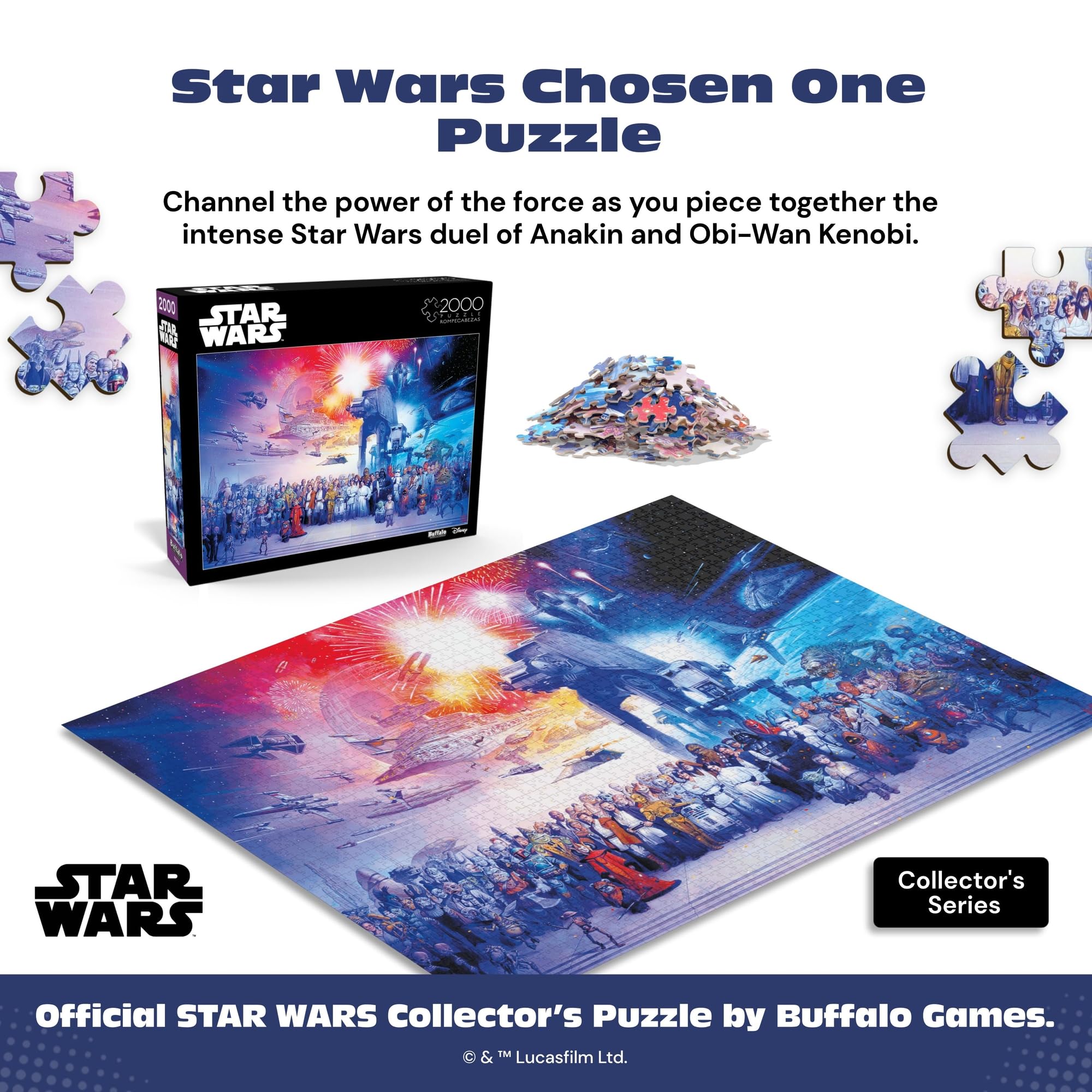 Buffalo Games Star Wars poster included; guides progress during puzzling sessions.