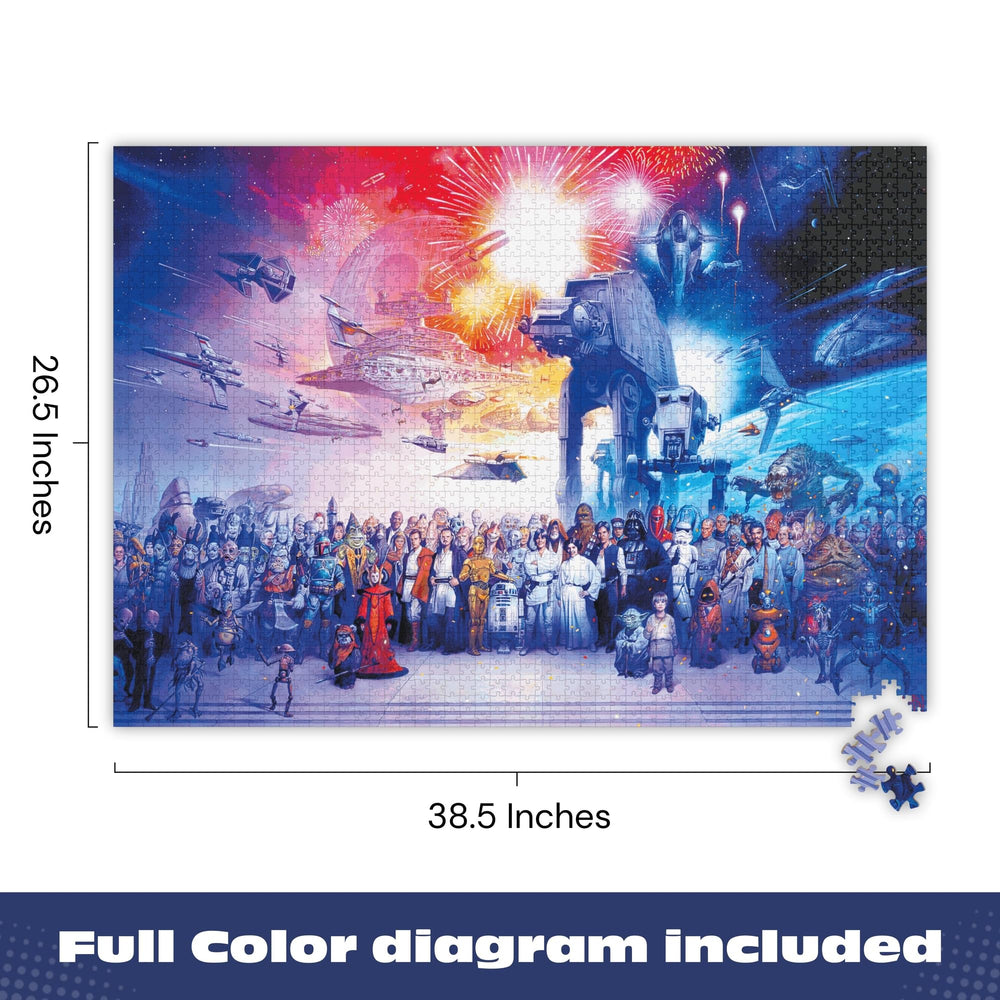 Buffalo Games Star Wars artwork; vibrant scenes inspire nostalgia and marathon puzzle sessions.