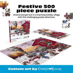 Buffalo Games Whistle Stop Christmas poster guide—reference helps puzzlers of all levels.